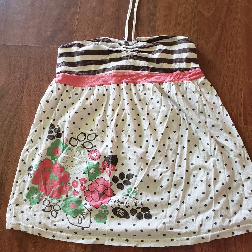 Strapless Floral Polka Dot Shirt